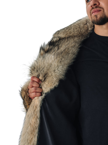 Coyote Long Mens Fur Coat Full Lengh