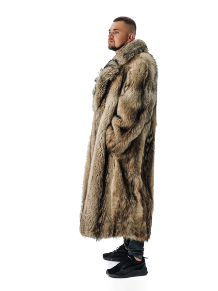 Coyote Long Mens Fur Coat Full Lengh