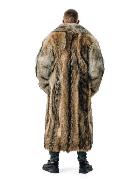 Coyote Long Mens Fur Coat Full Lengh