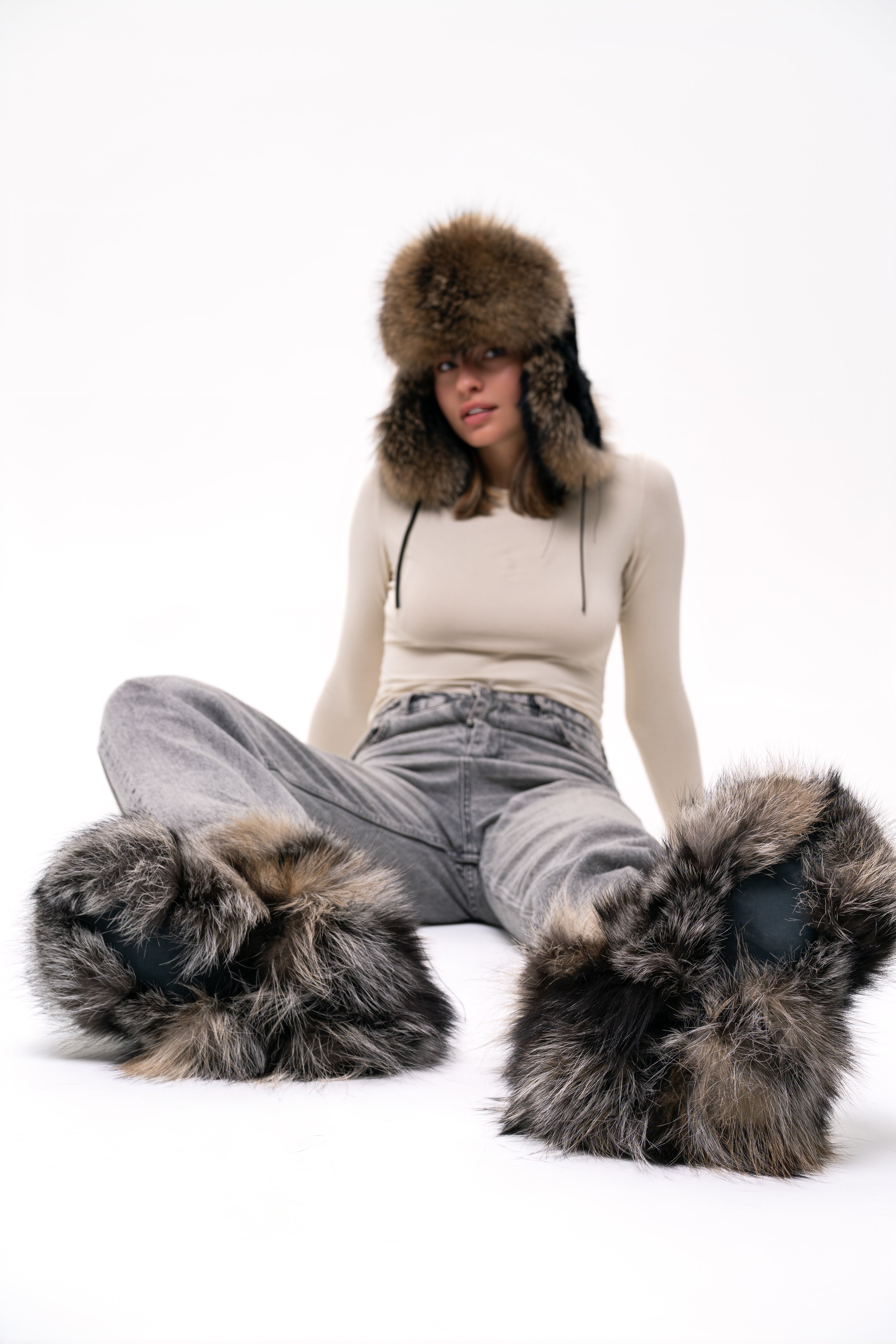 Silver Fox Fur Boots
