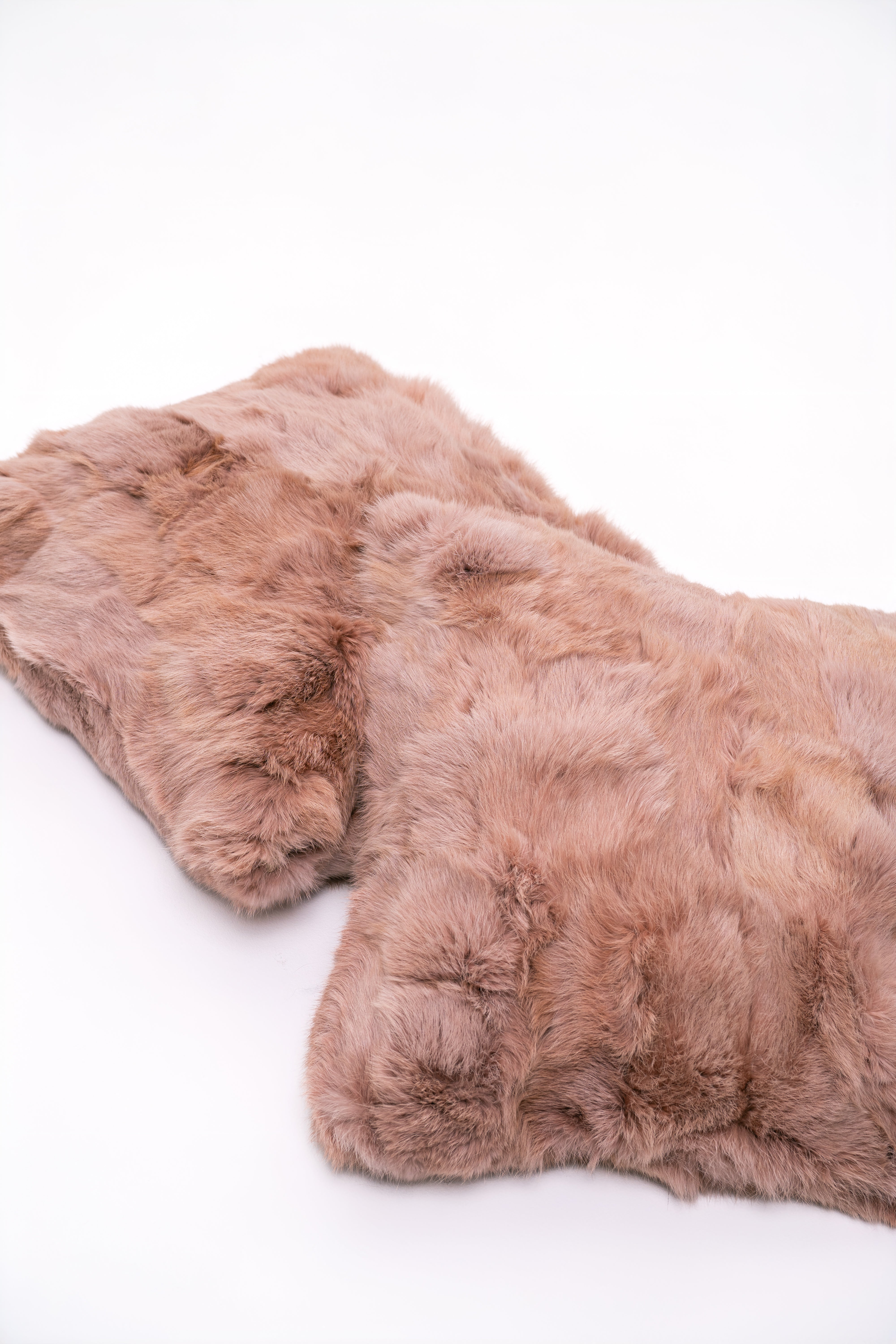 Set of 2 Pink Rabbit Fur Pillows