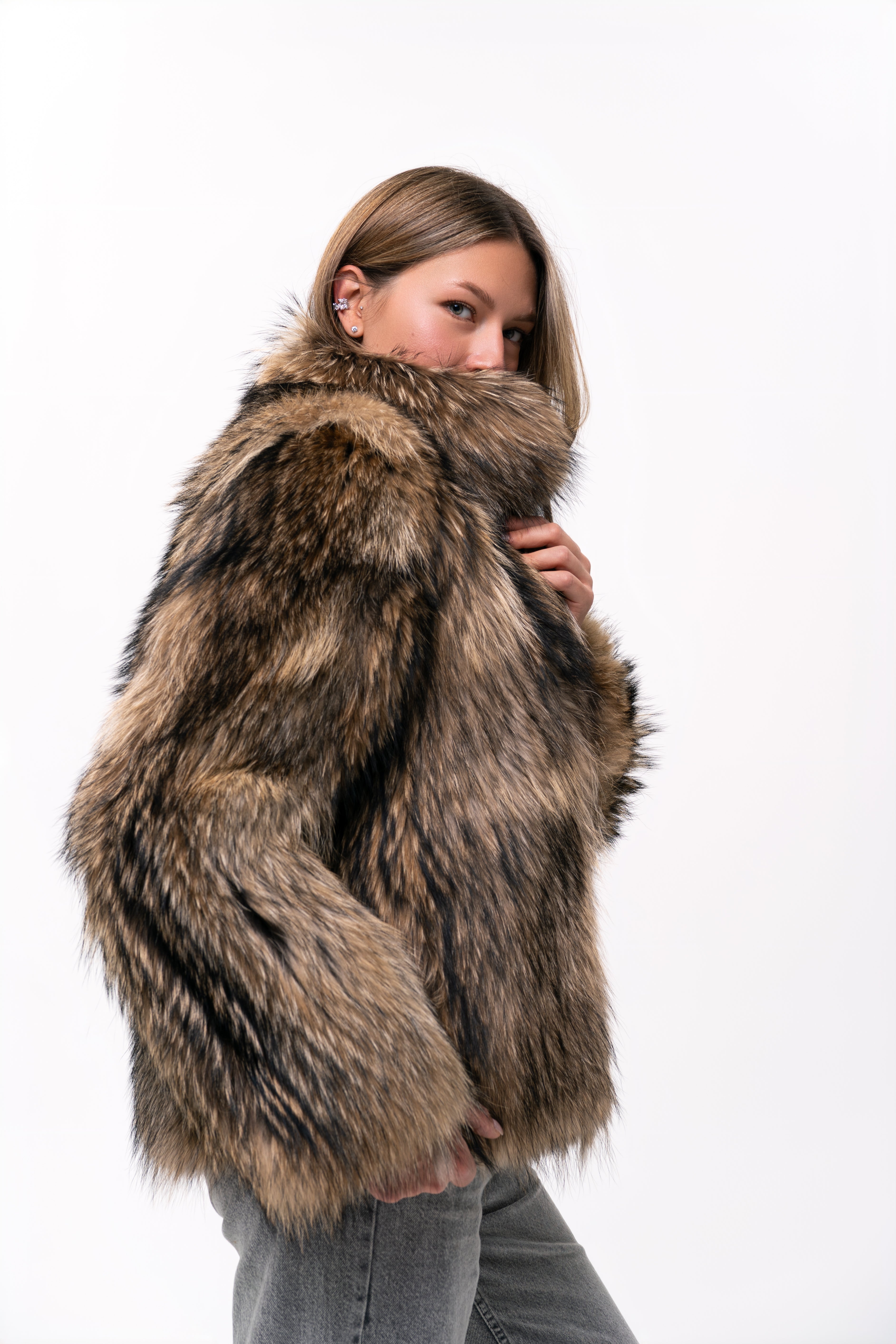 Short Raccoon Fur Jacket