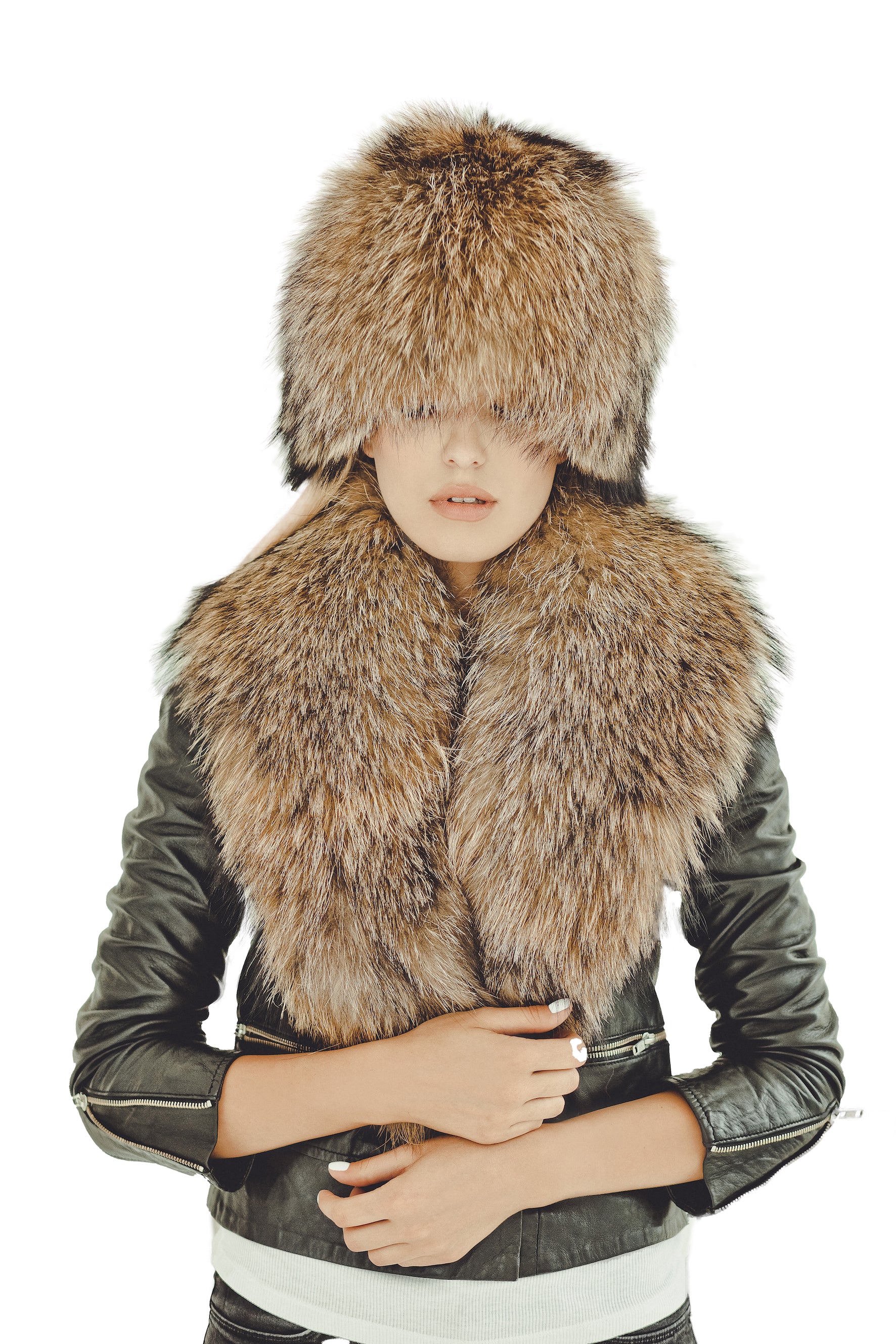 Green Raccoon Fur Collar