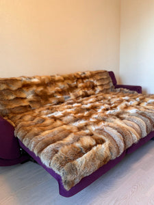 Full Pelt Fox Fur Blanket,  Luxury Fur Throw for  Living Room, Real Fur Decor