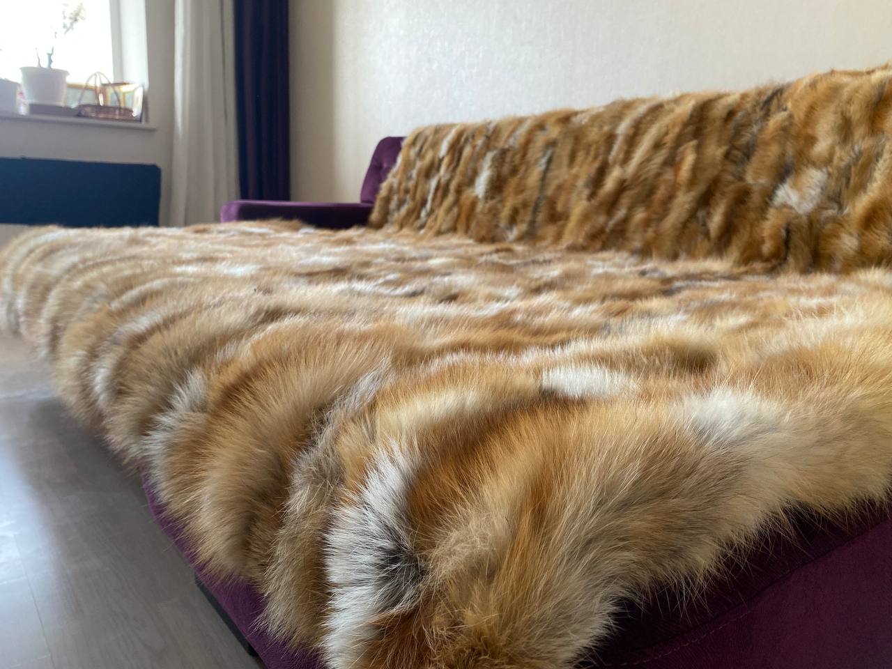 Full Pelts Fox Fur Blanket