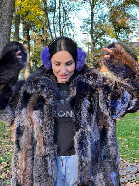 Rabbit Fur Earmuffs - Purple