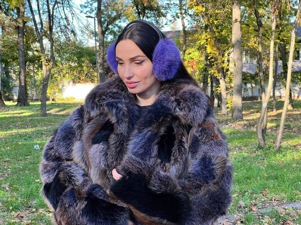 Rabbit Fur Earmuffs - Purple