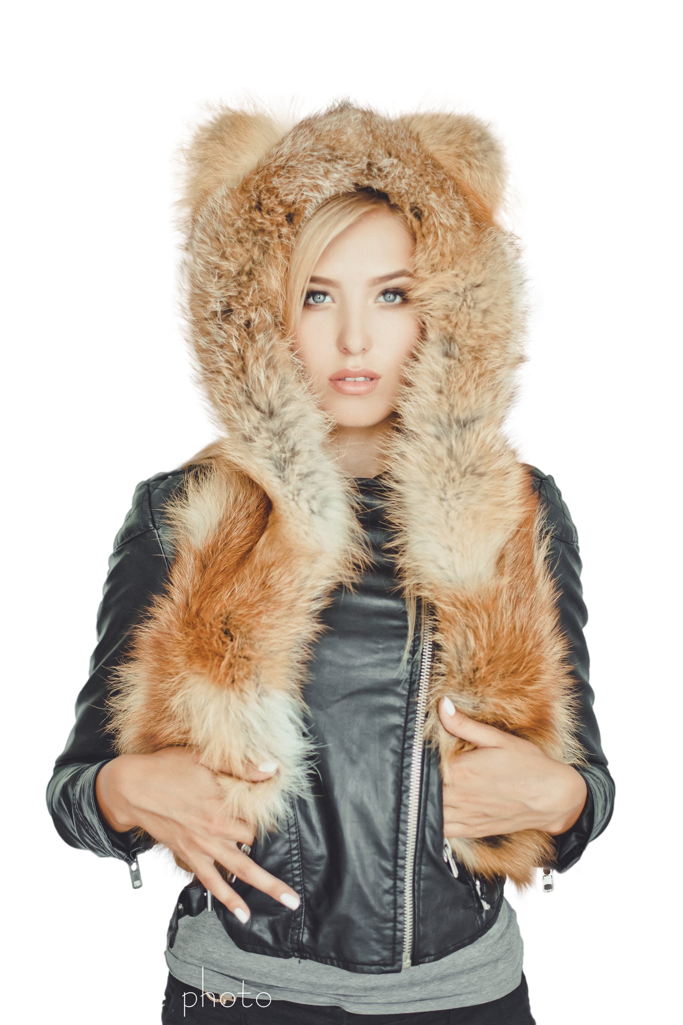 Brown Fox Fur Hat Hood