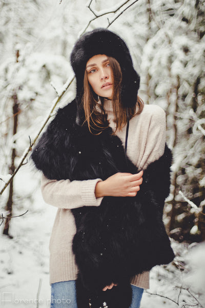 Black Fox Fur Stole