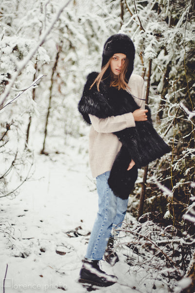 Black Fox Fur Stole