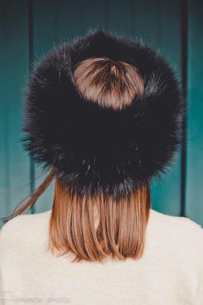 Black Raccoon Fur Headband