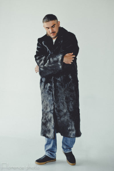 Black Long Mens Fur Coat