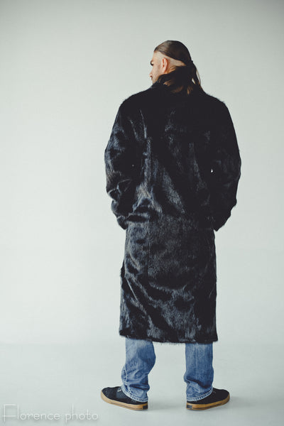 Black Long Mens Fur Coat