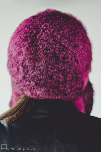 Pink Fur Hat with Ear Flaps