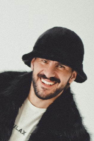 Black Fur Bucket Hat