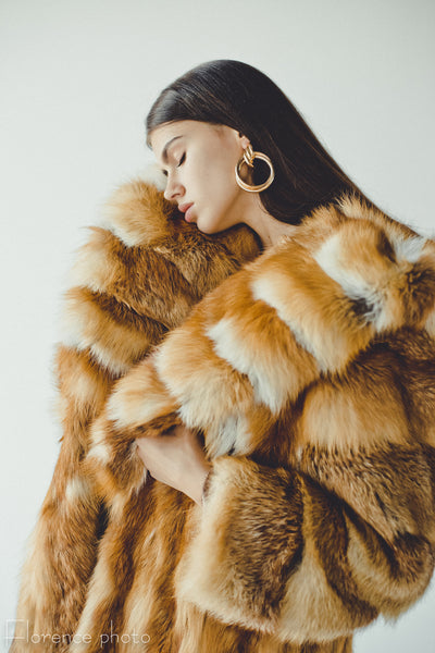 Hoodded Fox Fur Coat