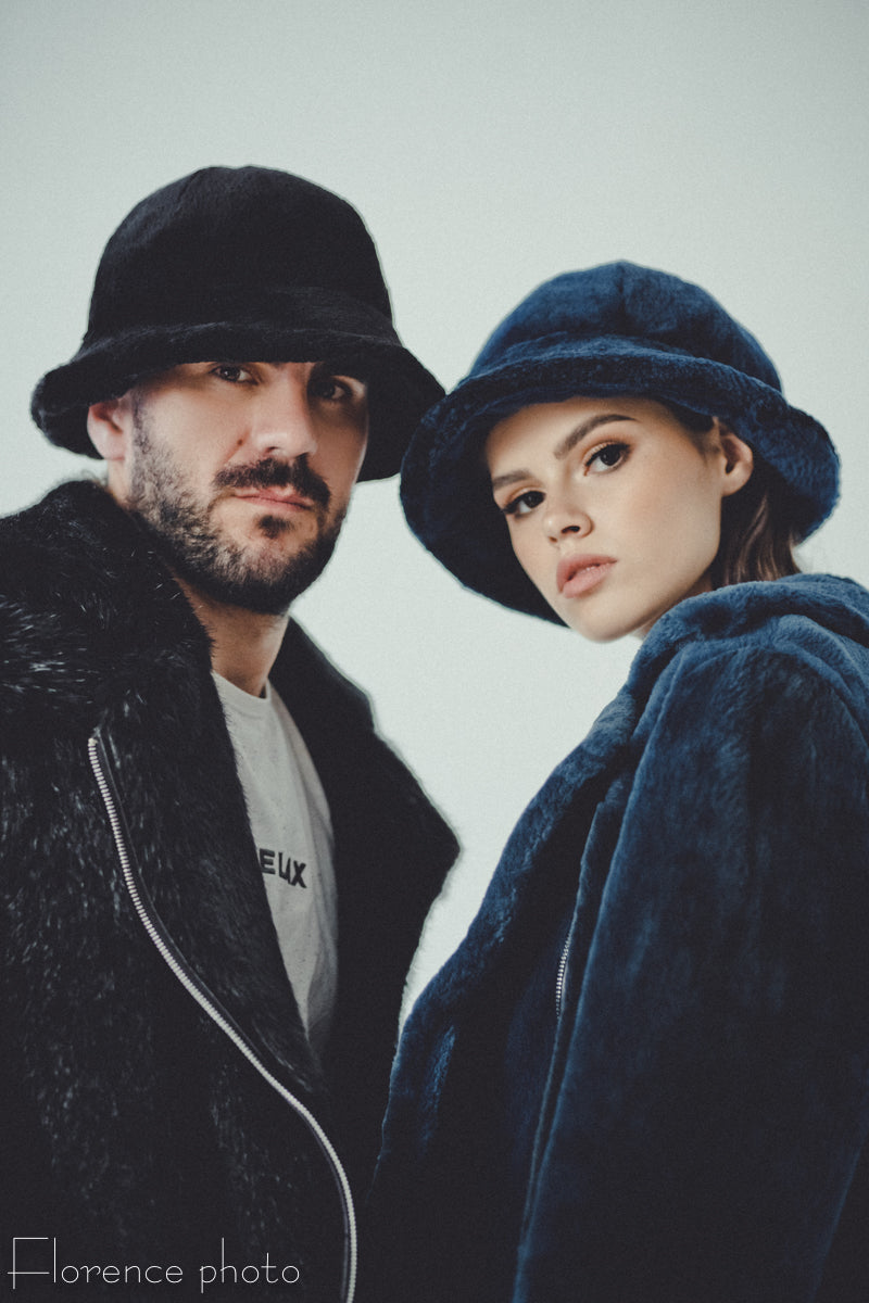 Black Fur Bucket Hat