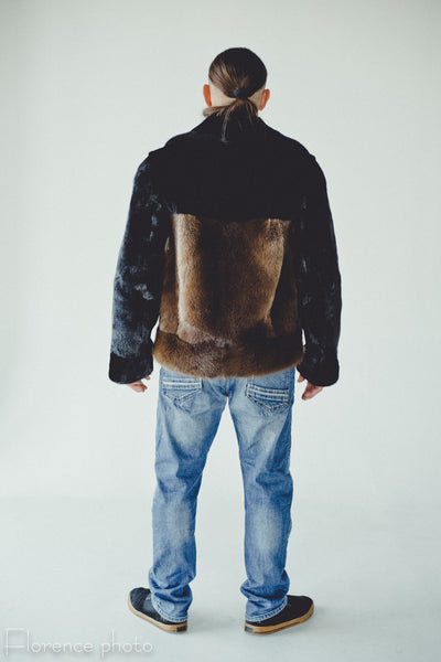 Mens Otter Fur Jacket with Pockets