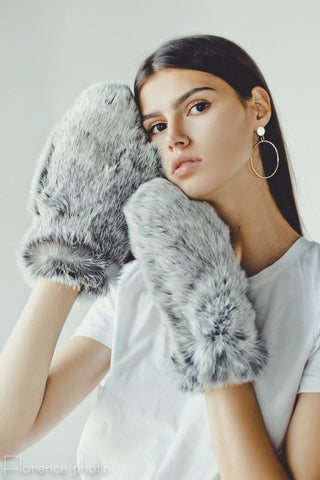 Grey Fur Gloves