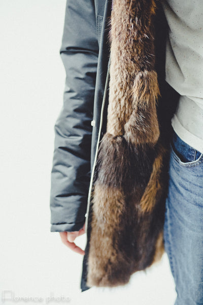 Beaver Fur Parka Jacket for Men