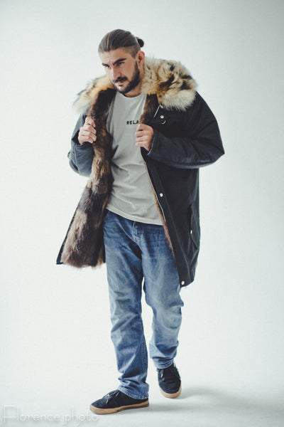 Beaver Fur Parka Jacket for Men