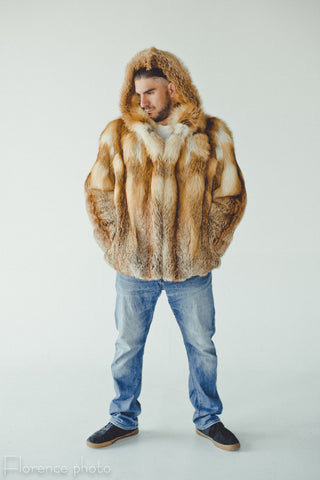 Men's Showstopper 3/4 Fox Fur Jacket [Natural White]