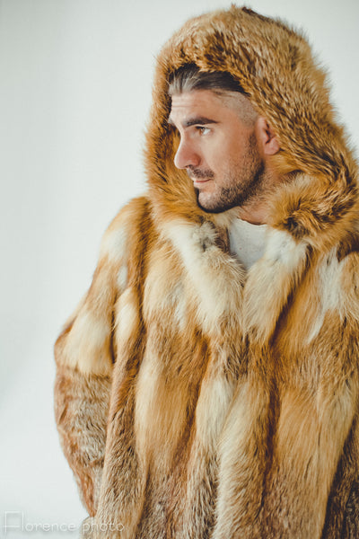 Hooded Mens Fox FurJacket