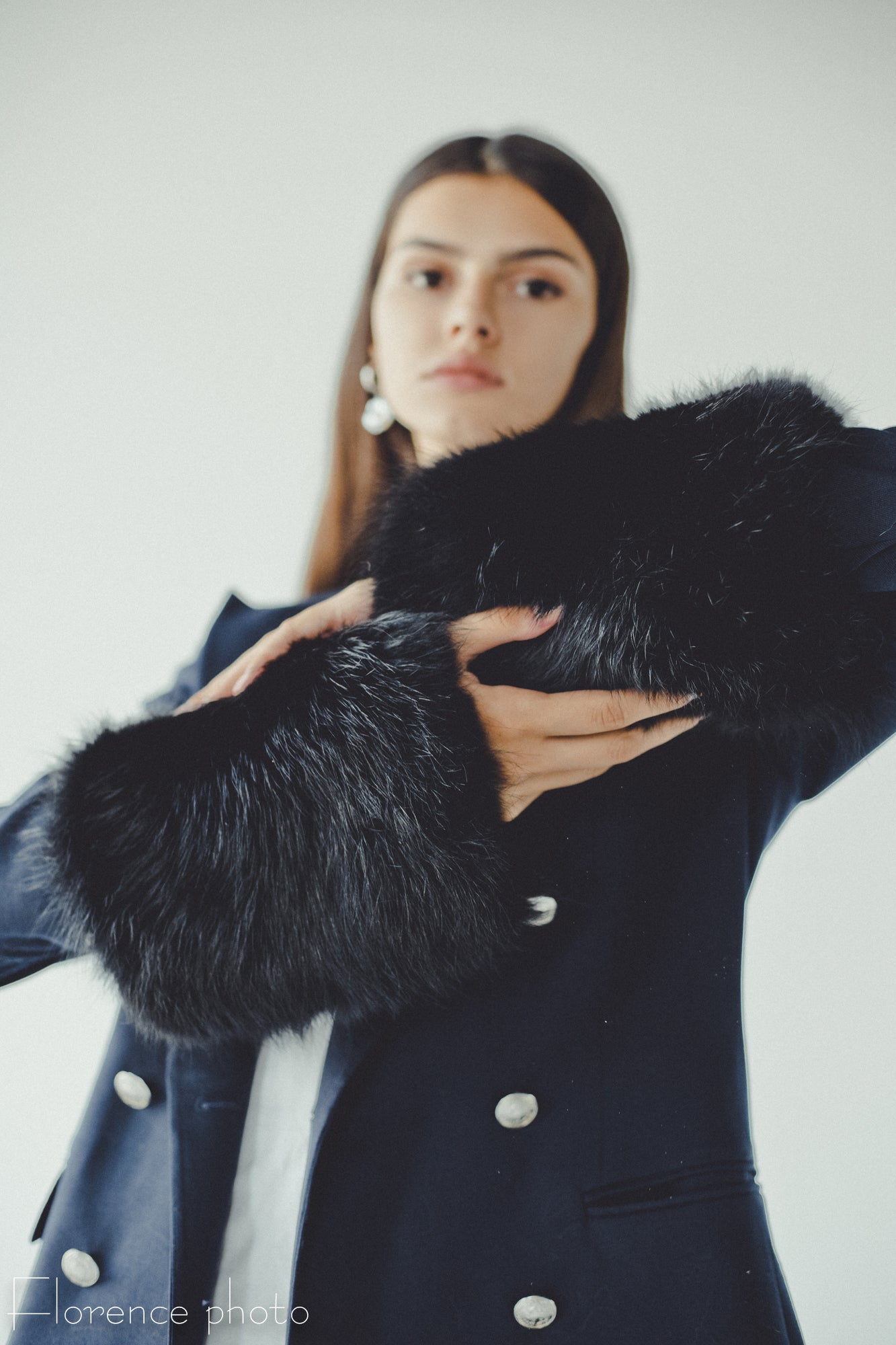 Long Black Fox Fur Sleeve Cuffs