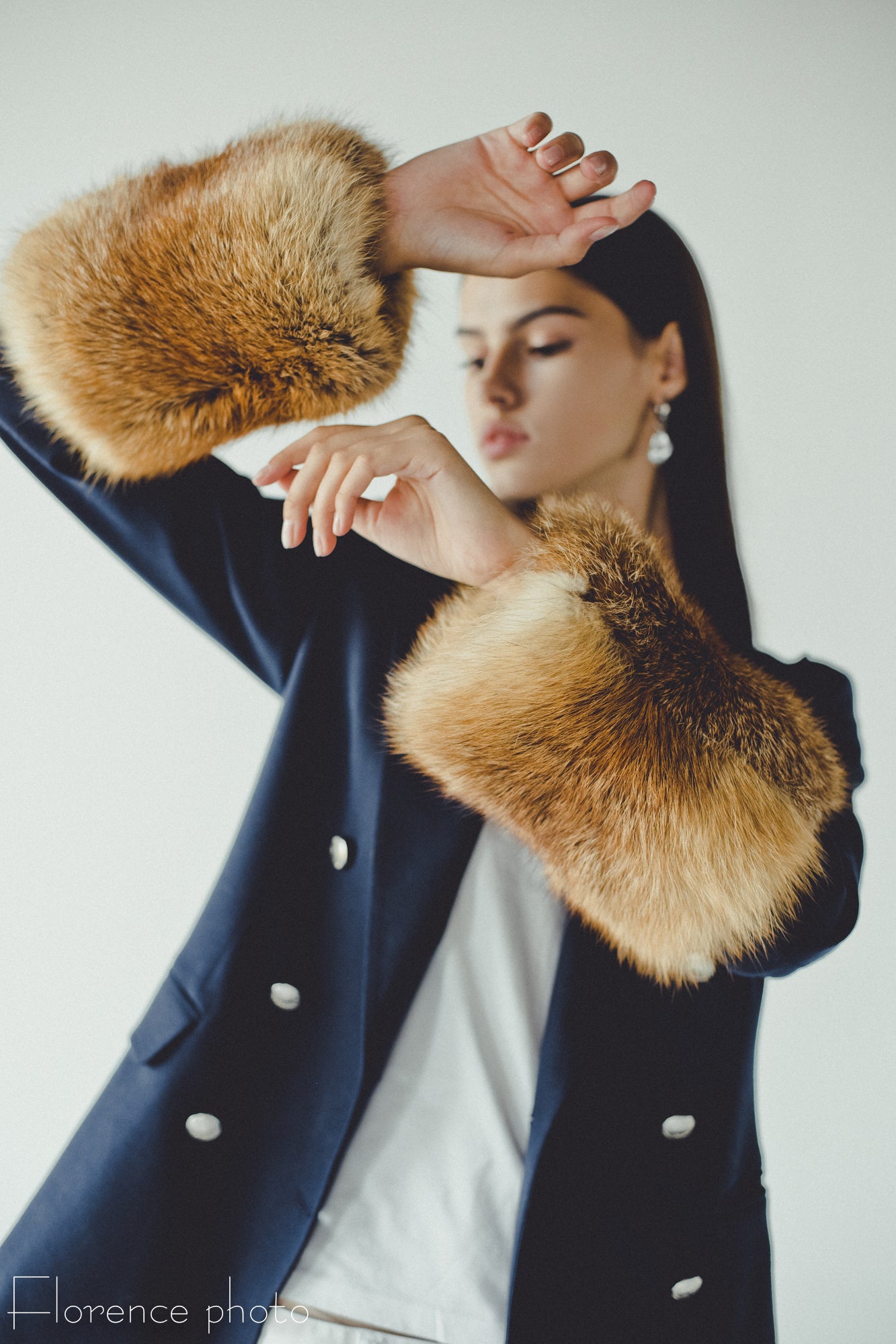 Long Black Fox Fur Sleeve Cuffs