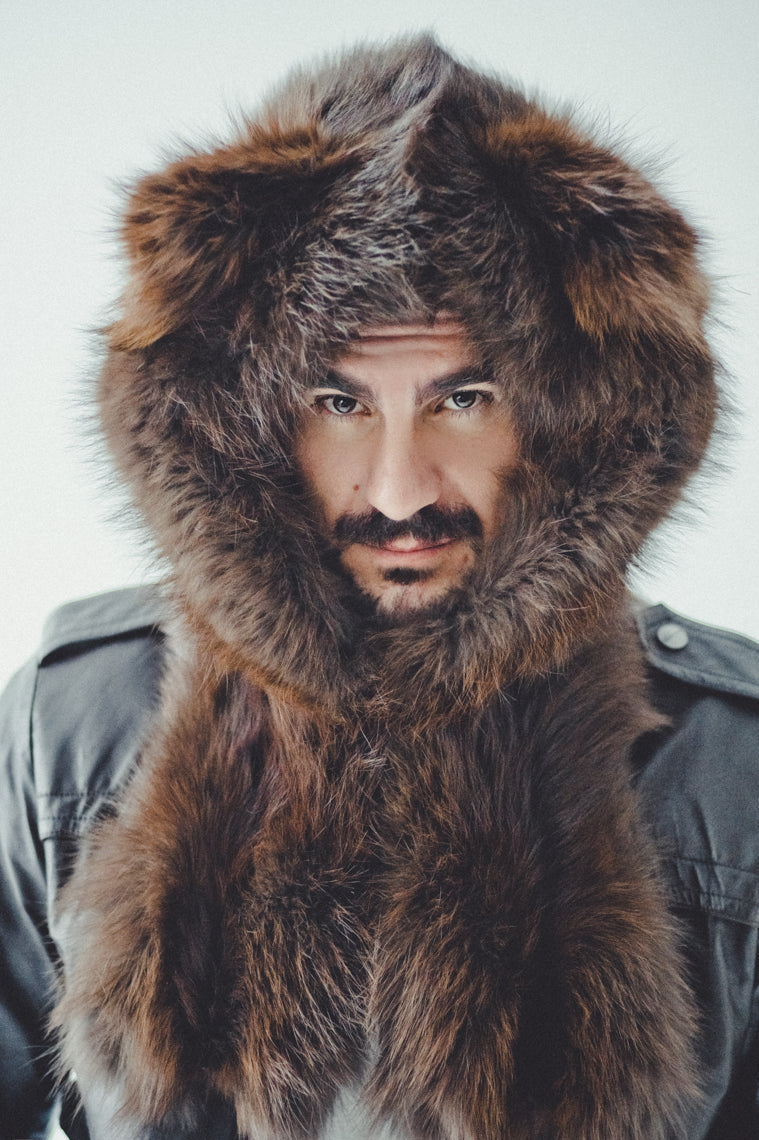 Brown Fox Fur Hat Hood
