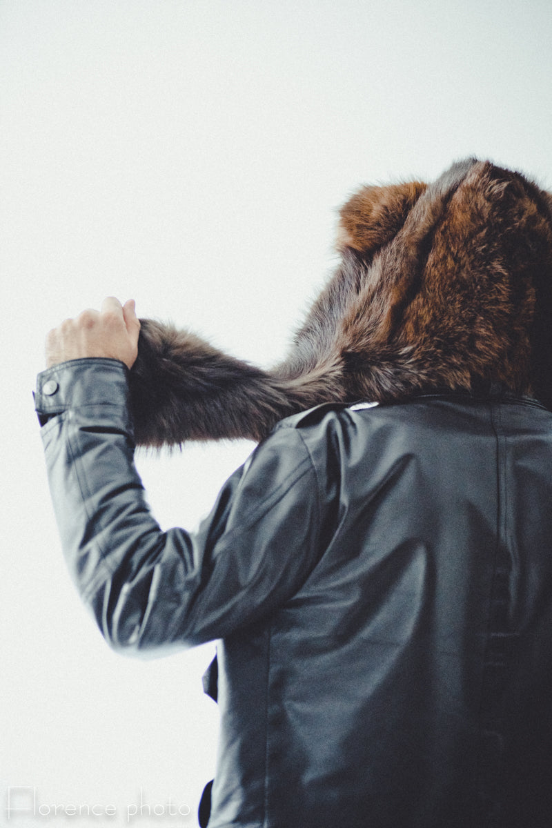 Brown Fox Fur Hat Hood