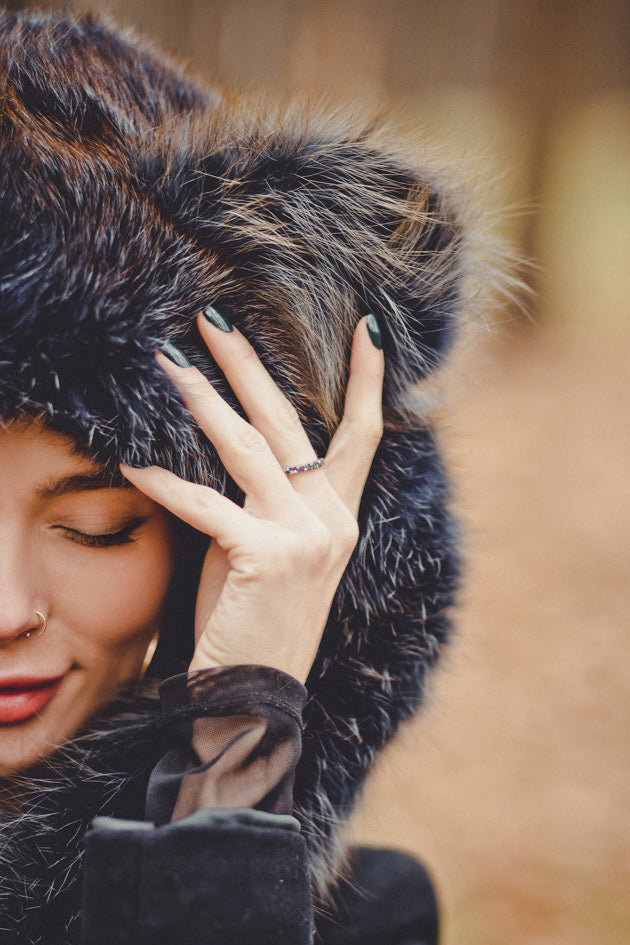 Blue Fox Fur Hat Hood