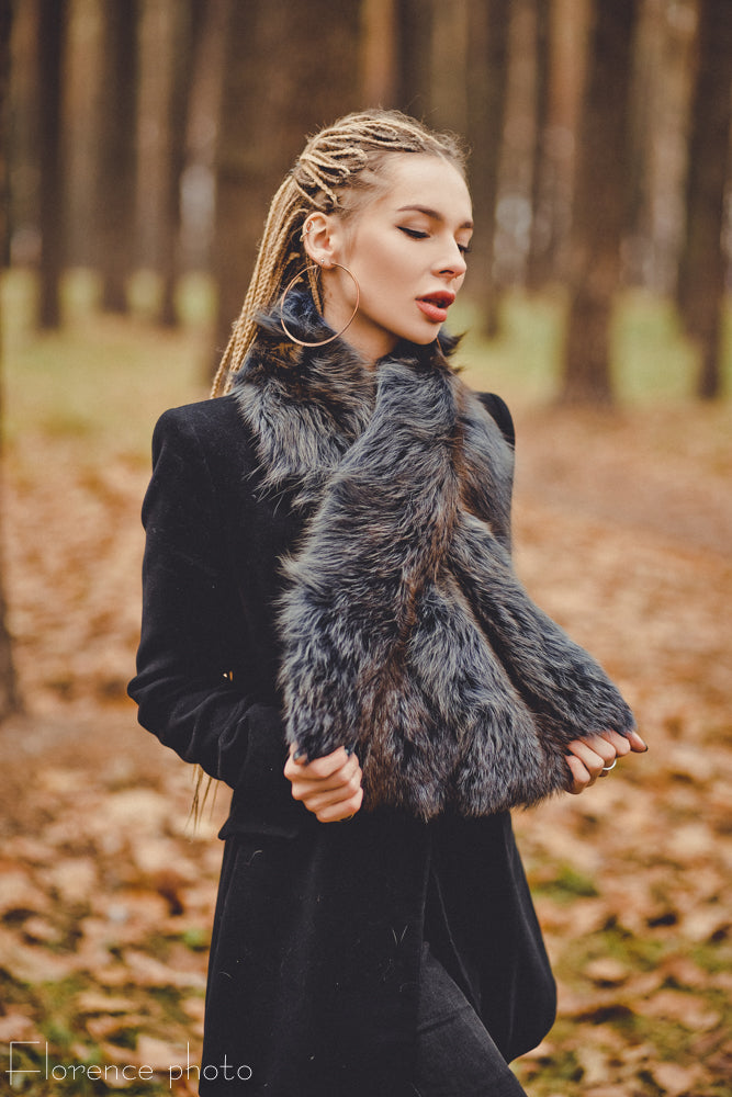 Blue Fox Fur Scarf