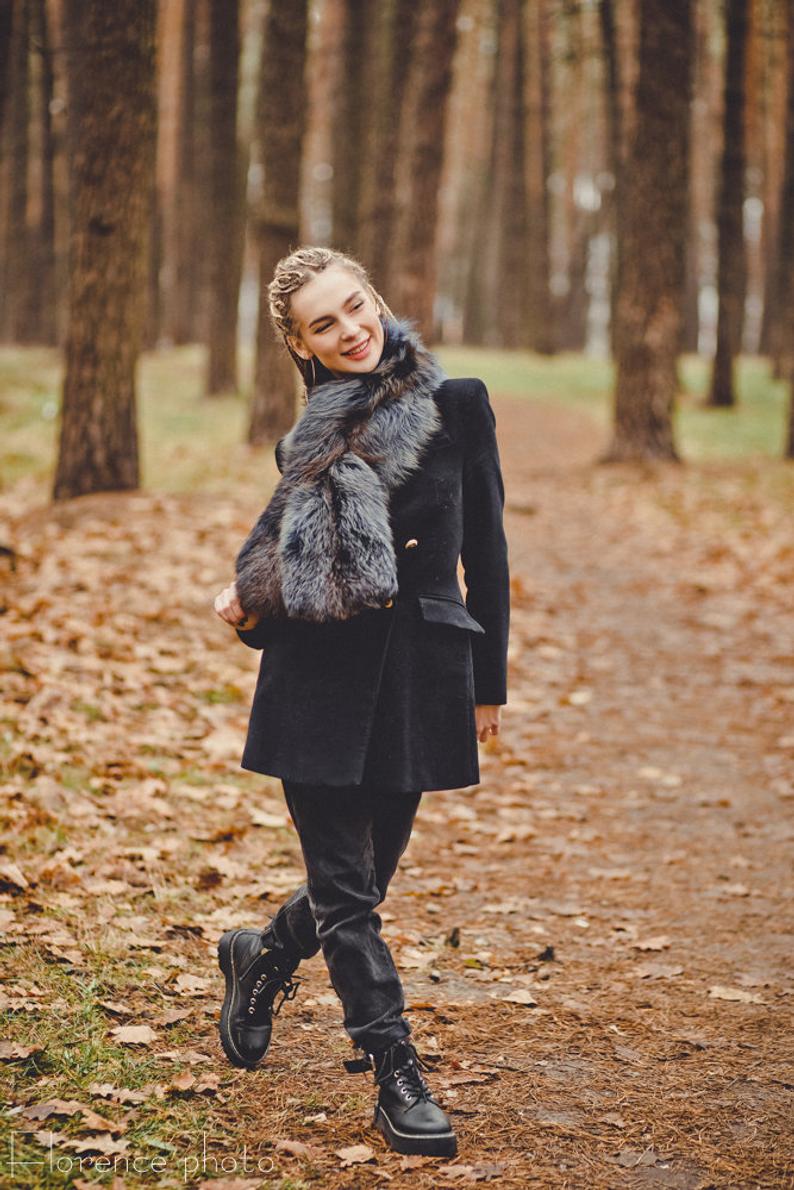 Blue Fox Fur Scarf