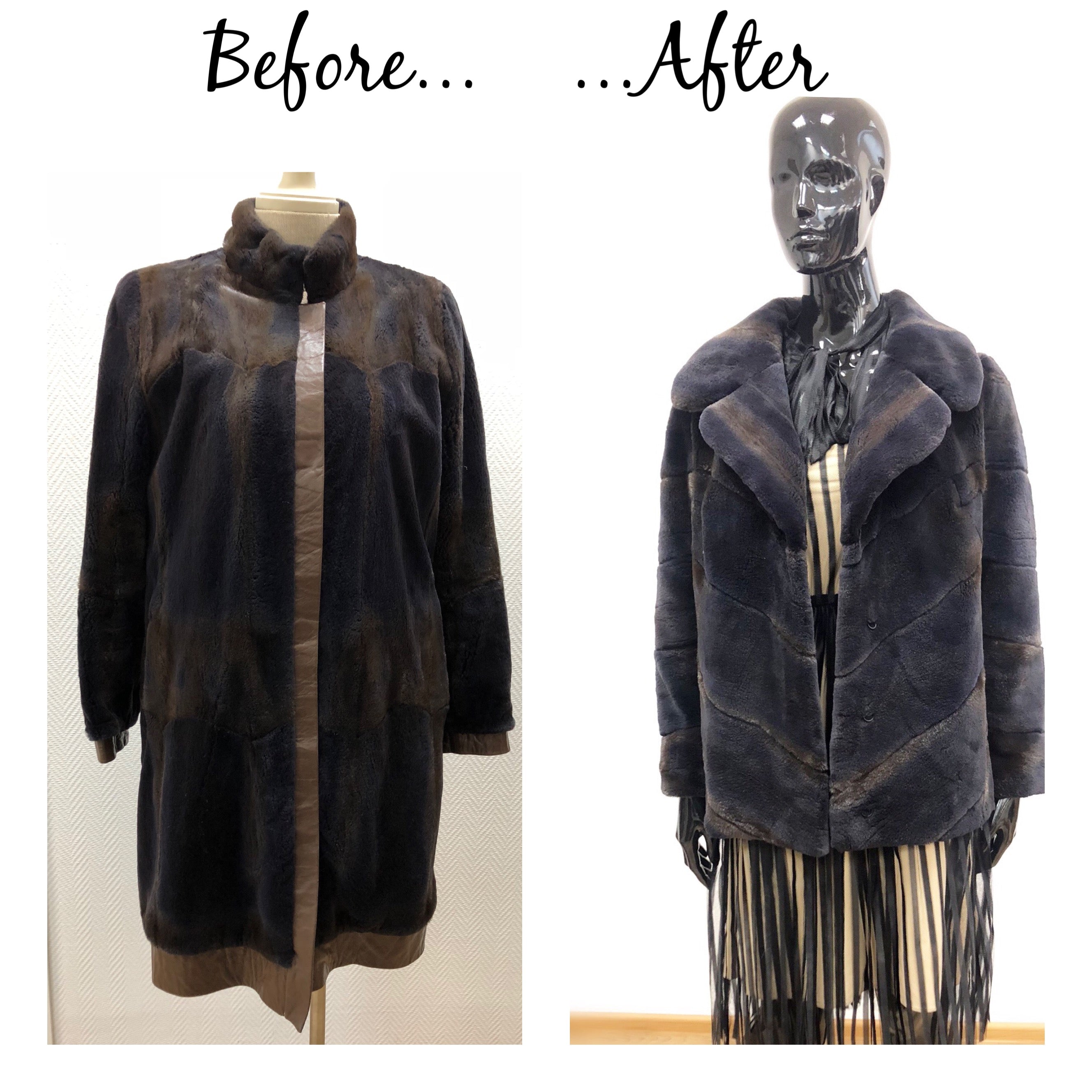 Handcrafted fur bomber jacket from old coat