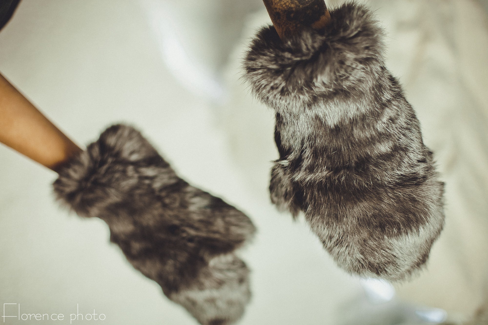 White Fur Gloves