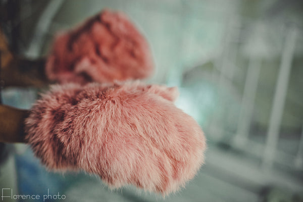 Rabbit Fur Mittens (Green)