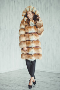 Fox Fur Coat with Hood