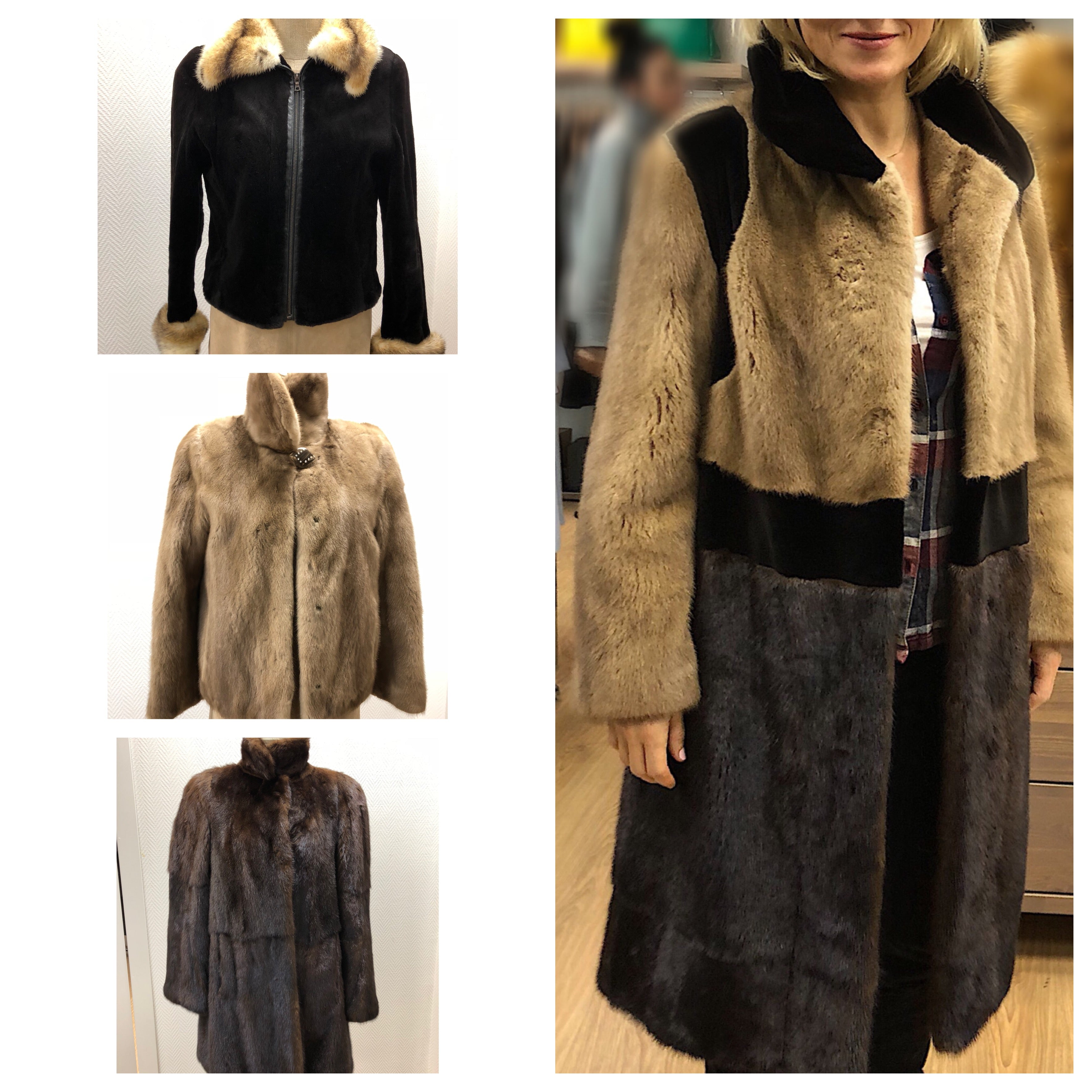 Before and after fur coat transformation