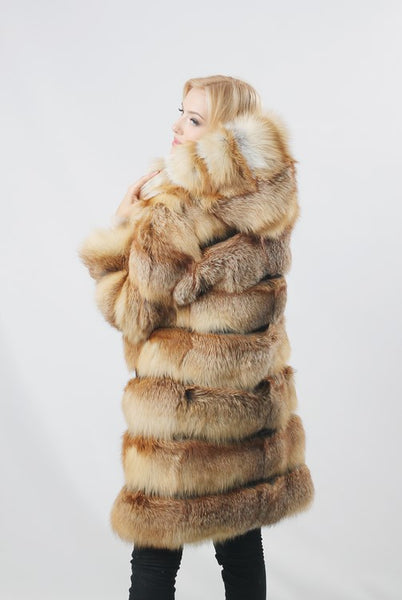 Fox Fur Coat with Hood