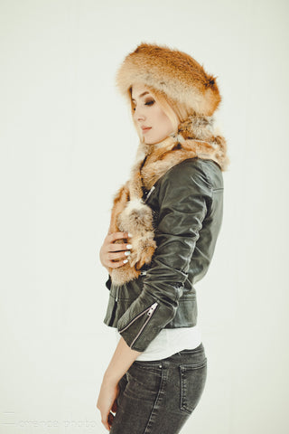 Fox Fur Headband (Red)