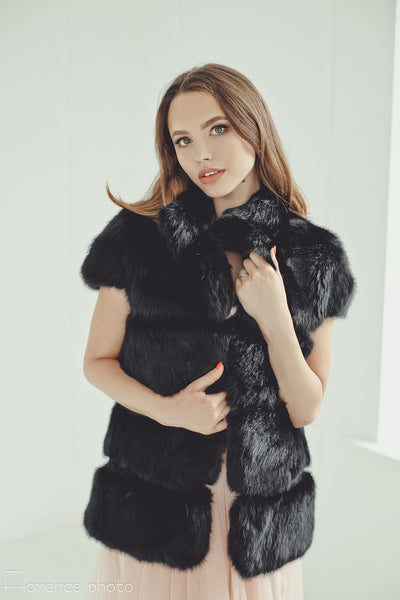 Rabbit Fur Vest (Black)