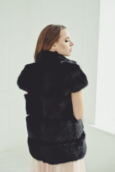 Rabbit Fur Vest (Black)