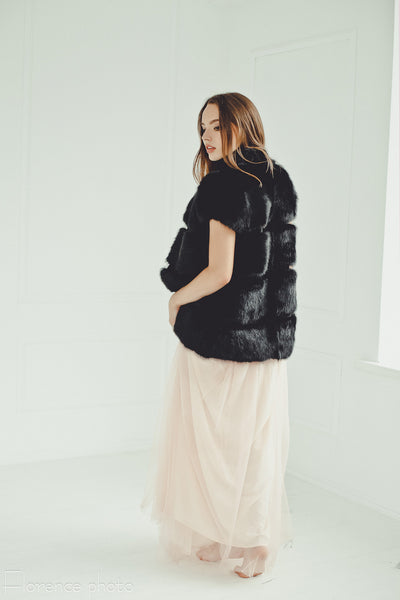 Rabbit Fur Vest (Black)