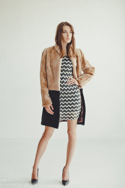 Sale Two-Tone Beaver Fur Coat