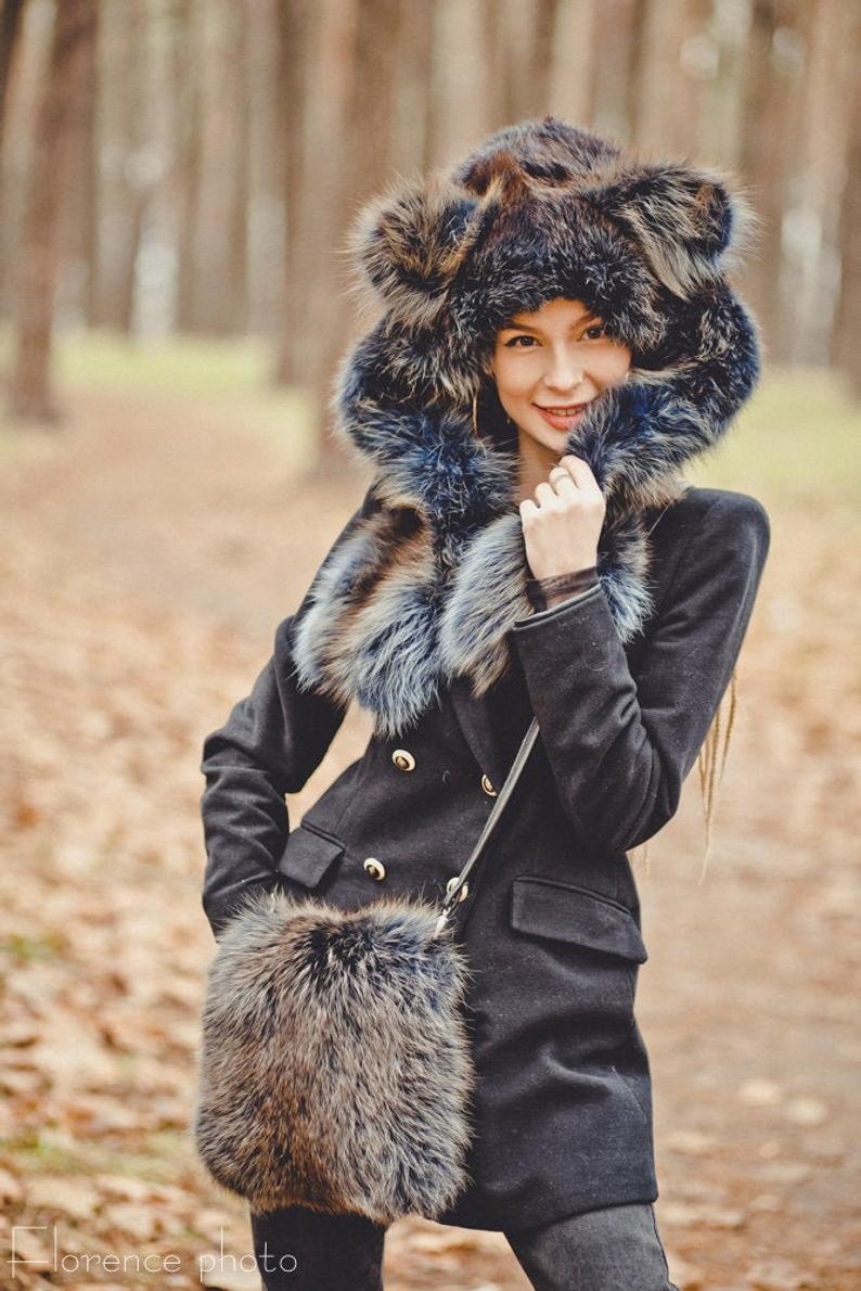 Blue Fox Fur Muff