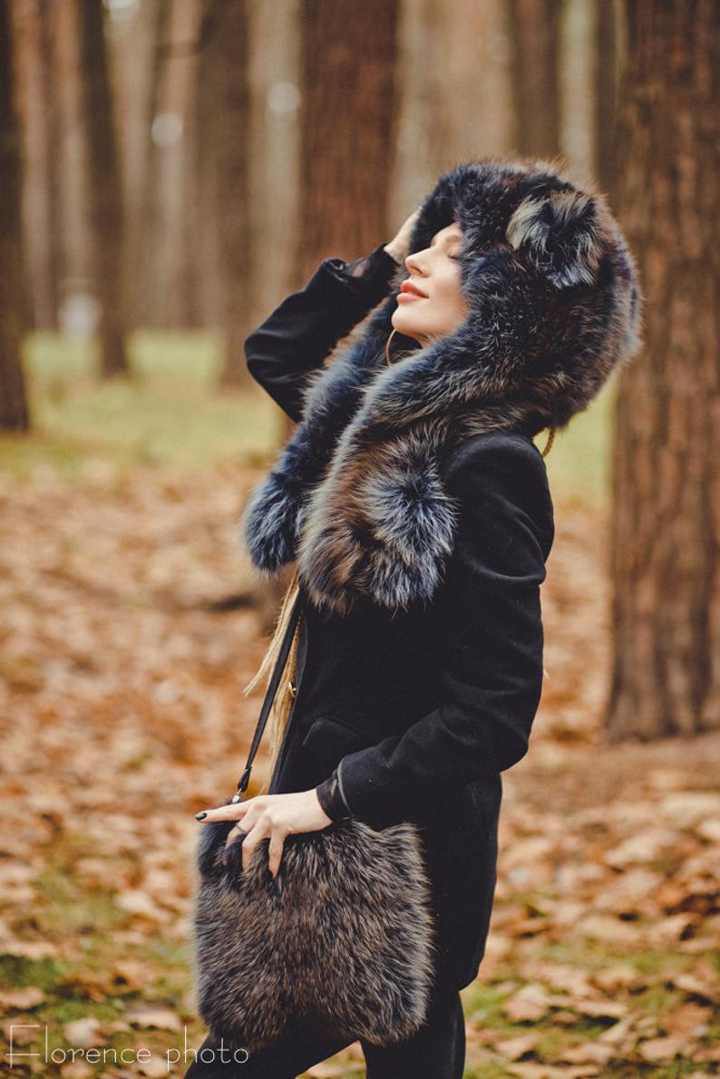 Blue Fox Fur Muff