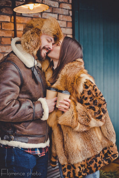 Fox Fur Coat with Leopard Print