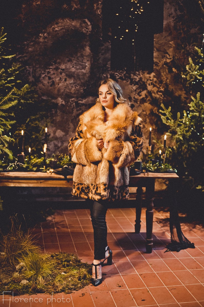 Leopard Print Fur Coat