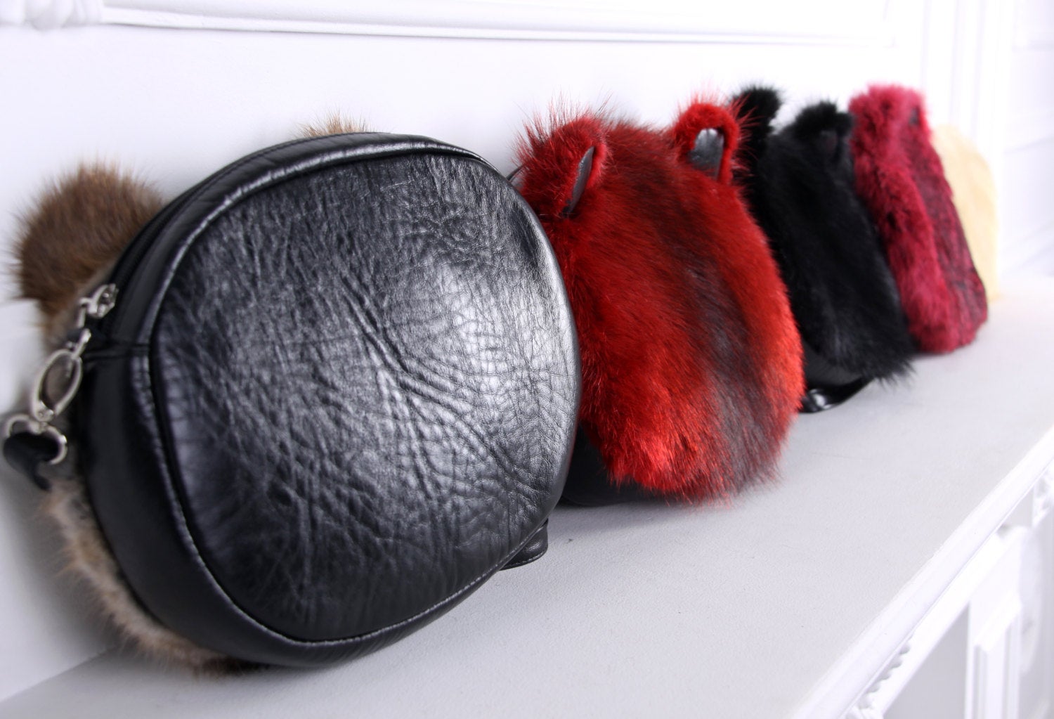 red furry purse - Gem